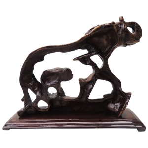 Brass Elephant Statue - 9 Inch Length, 2.5 Inch Width, 6.6 Inch Height