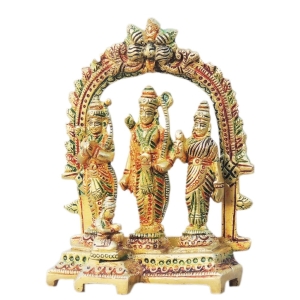 Brass Ram Dharbar Statue - 4.5 Inch Height, 2 Inch Width, 5.5 Inch Length