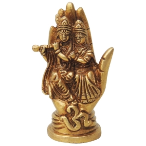 Brass Showpiece Radha Krishna Statue On Hand - 2.5*1.5*4 Inch (BS1314 C)