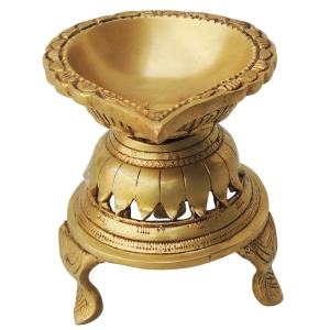 Brass Table Decor Oil Lamp Deepak Statue 4.5x4x4.6 Inch