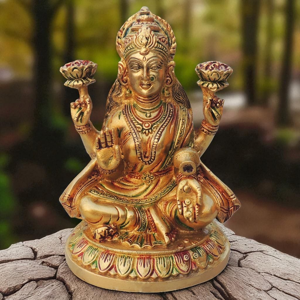 Brass Showpiece Laxmi Ji God Idol Statue - 5.5*4.6*8 Inch (BS1332 L)