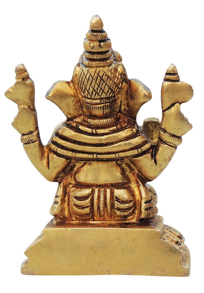 Brass Showpiece Ganesh Ji Statue - 2.2*1.5*3.1 Inch (BS1338 G) - Image 3