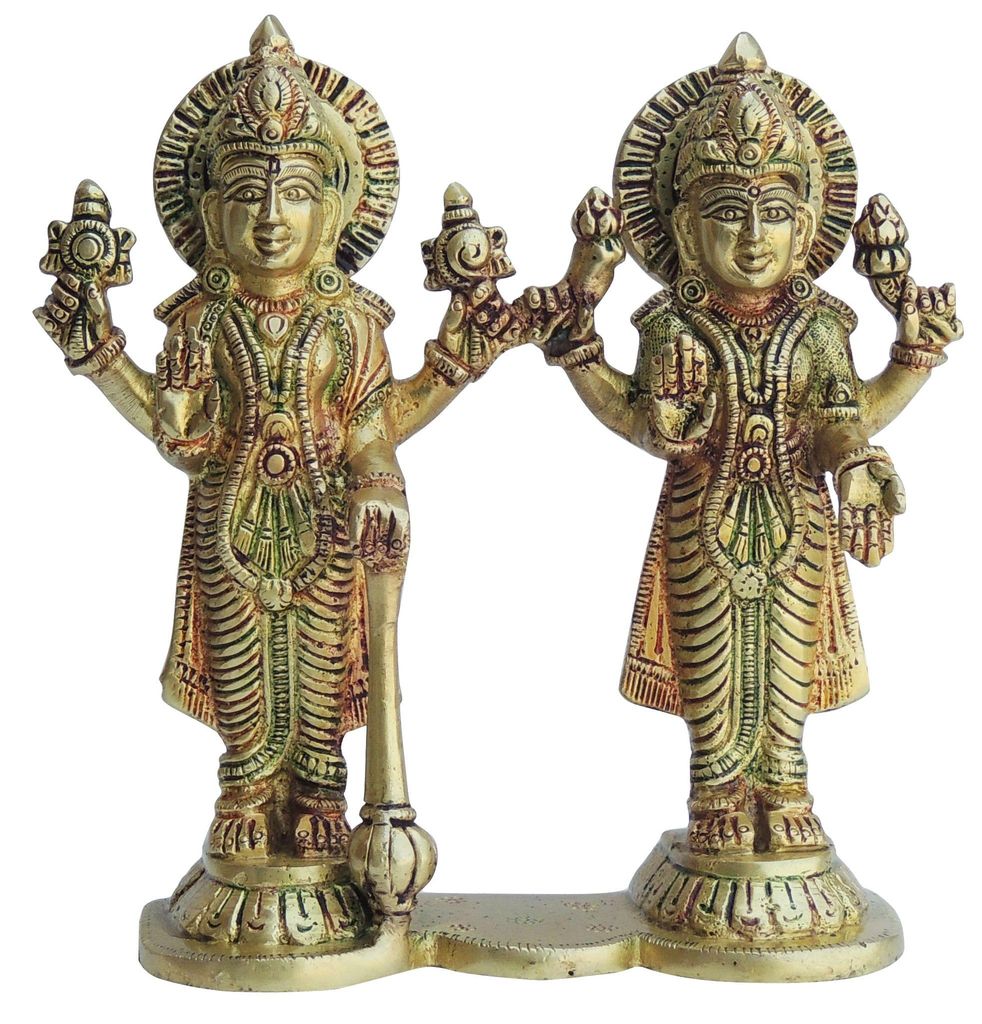 Brass Showpiece Vishnu Laxmi ji Idol - Brass decor