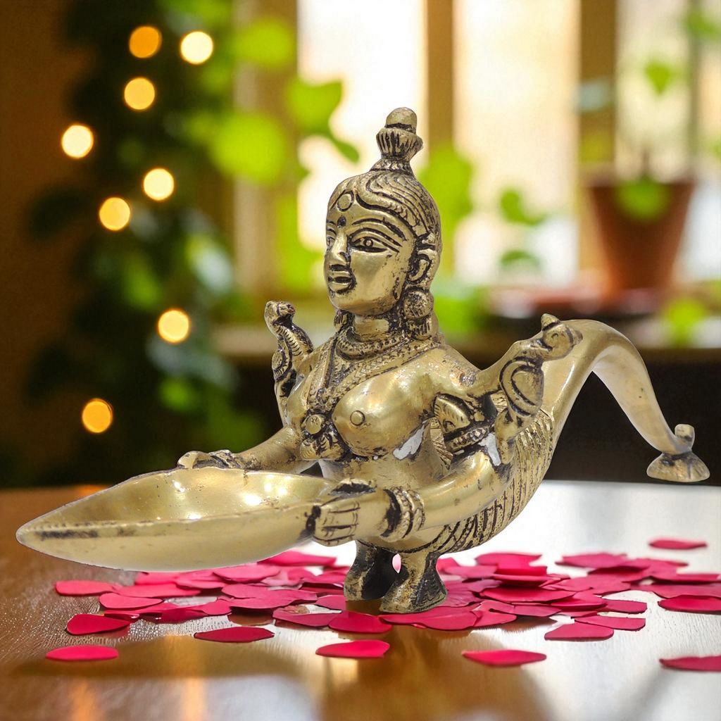 Brass Showpiece Snake Lady God Idol Statue