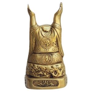 Brass Laughing Buddha God Idol Statue - 3.5 x 3 x 7 Inch