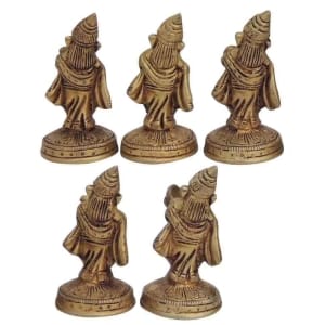 Brass Showpiece Musical Ganesh 5 pcs set God Idol Statue - 2*2*3.5 Inch (BS1368 B)