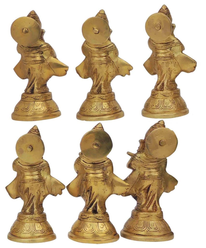 Brass Showpiece Musical Ganesh 6 pcs set God Idol Statue-3*2.5*6 Inch (BS1368 D) - Image 3