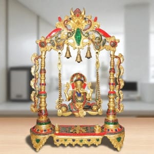 Brass Showpiece Stone Ganesh Ji God Idol Statue - 17.5*5*26.5 Inch (BS1373 D)