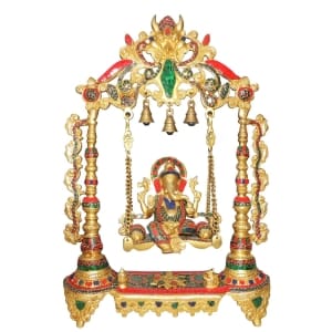 Brass Showpiece Stone Ganesh Ji God Idol Statue - 17.5*5*26.5 Inch (BS1373 D)