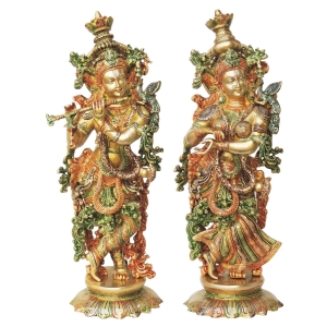 Brass Showpiece Radha Krishna God Idol Statue - 9*7.5*25.5 Inch (BS1379)