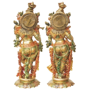 Brass Showpiece Radha Krishna God Idol Statue - 9*7.5*25.5 Inch (BS1379)