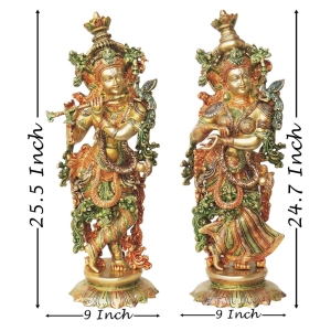 Brass Showpiece Radha Krishna God Idol Statue - 9*7.5*25.5 Inch (BS1379)