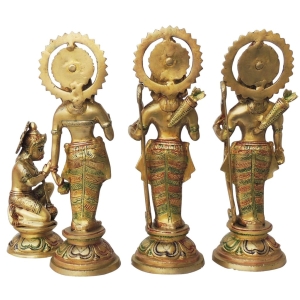 Brass Ram Darbar God Idol Statue Set of 4 - Ram, Lakshman, Seeta, Hanuman
