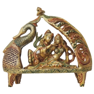 Brass Showpiece Radhe Krishna on Peacock Singhasan statue God Idol - 9.5*3.5*9 Inch (BS1381 C)