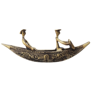 Brass Boat Statue - 12 Inch Length, 2 Inch Width, 4.5 Inch Height