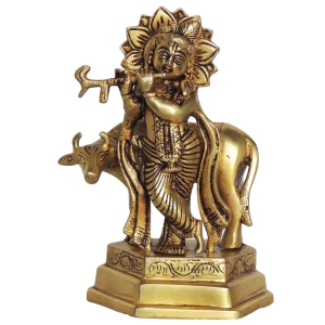 Brass Showpiece Cow Krishna God Idol Statue - 4.5*3.2*6.6 Inch (BS1391 E)