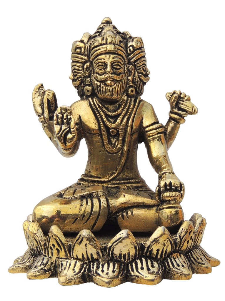 Brass Showpiece Brahma Ji God Idol Statue, brass material