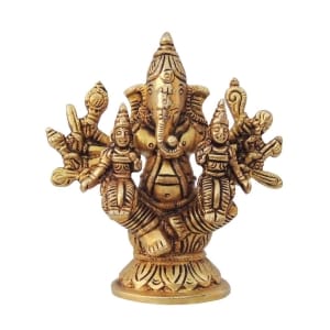 Brass Showpiece Ganesh Parivar God Idol Statue - 4*2*4.2 Inch (BS1399 C)