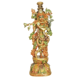 Brass Showpiece Krishna Ji God Idol Statue - 4.5*3.2*12.5 Inch (BS1409 K)