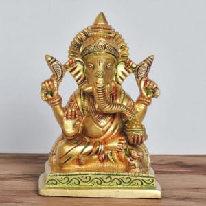 Brass Showpiece Ganesh Ji God Idol Statue - 4*3.2*5.5 Inch (BS1410 G)