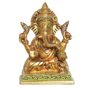 Brass Showpiece Ganesh Ji God Idol Statue - 4*3.2*5.5 Inch (BS1410 G)