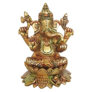 Brass Showpiece Ganesh Ji God Idol Statue - 4*3.5*5.5 Inch (BS1411 G)