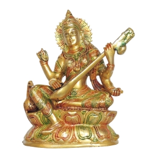 Brass Showpiece Saraswati Ji God Idol Statue 6.2 inch