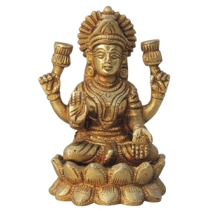Brass Showpiece Laxmi Ji God Idol Statue - 3*2*4 Inch (BS1426 L)