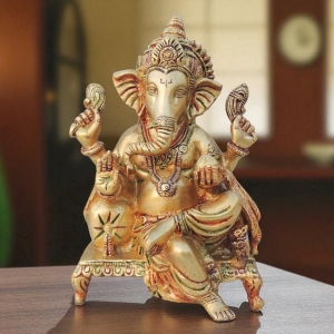 Brass Showpiece Ganesh Ji God Idol Statue - 5.5*5*8.2 Inch (BS1431 C)
