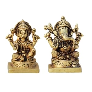 Brass Showpiece Laxmi Ganesh Statue- 2*1.5*3 Inch (BS1453)