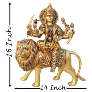 Brass Showpiece Durga Ji God Idol Statue - 14*6*16 Inch (BS1455 F)
