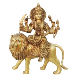 Brass Showpiece Durga Ji God Idol Statue - 14*7*17 Inch (BS1455 G)