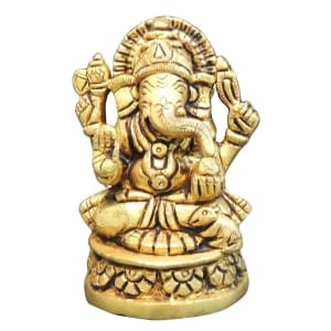 Brass Showpiece Ganesh Ji God Idol Statue - 2*1.6*3 Inch (BS1467 G)