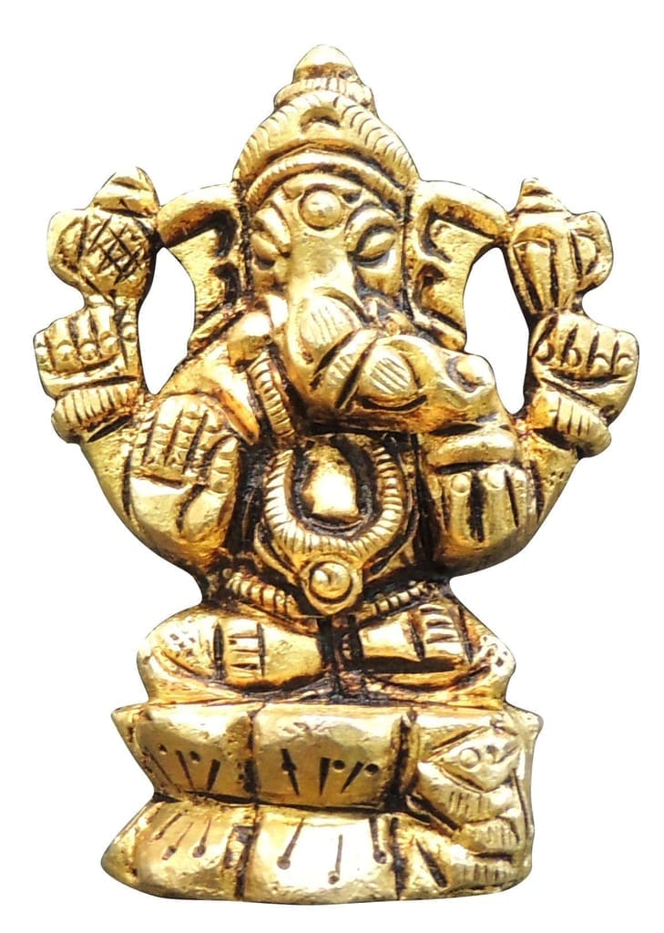 Brass Showpiece Ganesh JI God Idol Statue - 1.5*1*2.2 Inch (BS1474 G) - Image 2