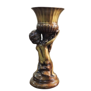 Brass Boy With Mashal Torch Statue 4x4x9.5 Inch 2.3 Kg