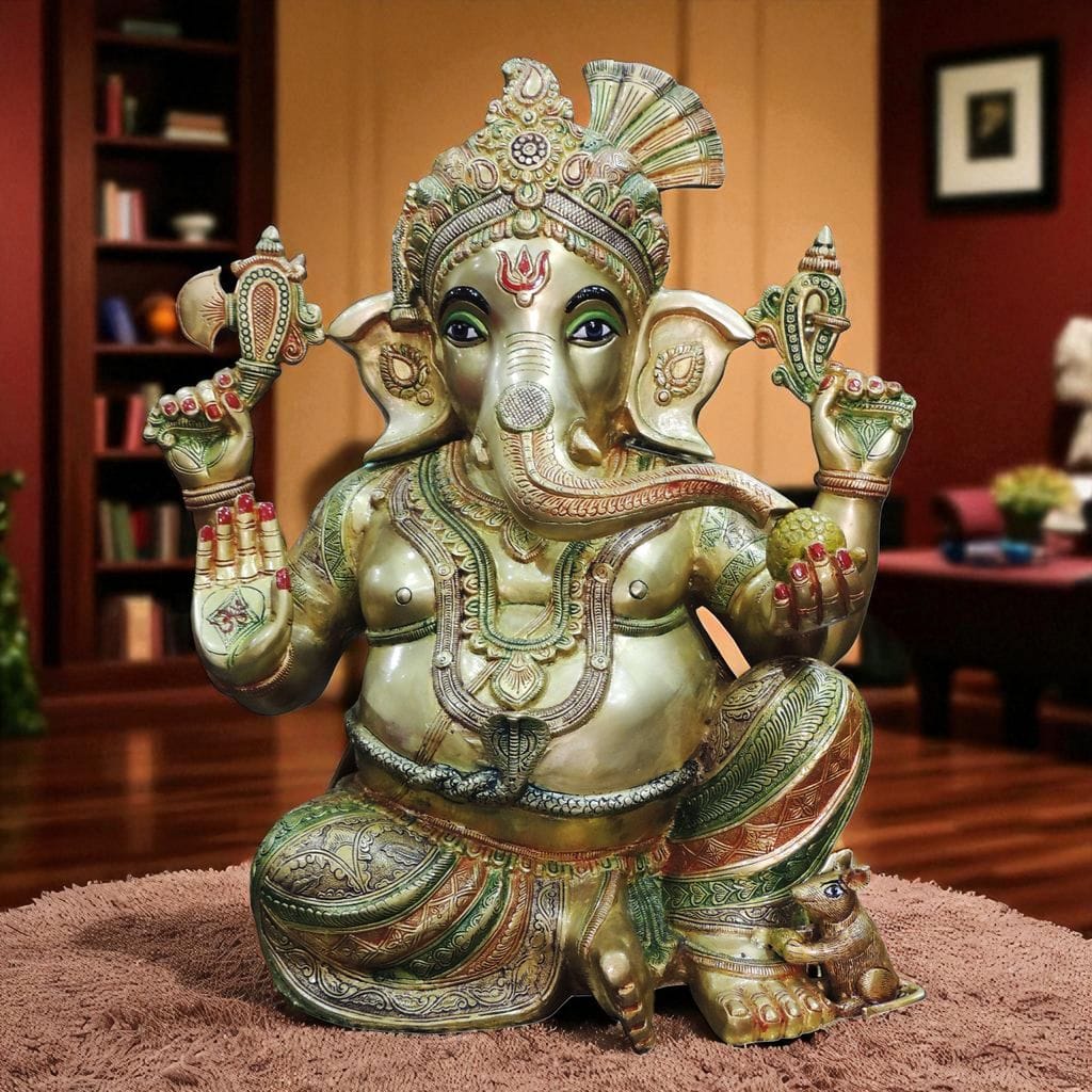Brass Showpiece Ganesh Ji Statue Idol - brass material