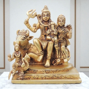 Brass Showpiece Shiv Parivar Idol Statue - brass material
