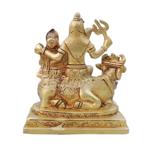 Brass Shiv Parivar Idol Statue - 5.2 x 3.5 x 6 Inch, 2.1 Kg