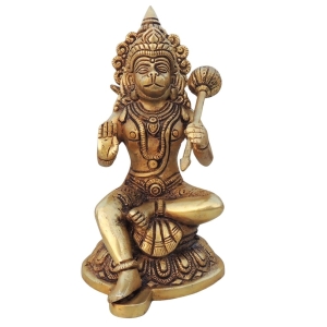 Brass Hanuman Ji Statue Idol - 4.2 Inch Width, 8 Inch Height, 1.94 Kg