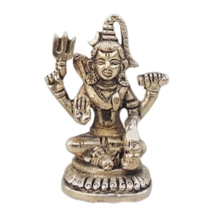 Brass Shiv Ji God Idol Statue - 2.2 Inch Height, 1.3 Inch Width, Brass Material