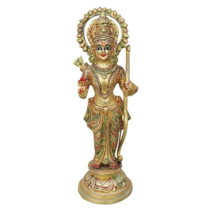 Brass Ram Ji Statue Idol - 4 Inch Width, 13 Inch Height, Brass Material