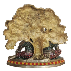 Brass Showpiece Radha Krishna with Tree God Idol Statue - 11.7*4.7*11.7 inch (BS1548 E)