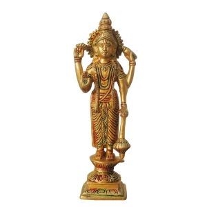 Brass Vishnu Ji God Idol Statue 3.2 Inch x 2.2 Inch x 9.6 Inch