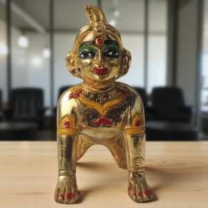 Brass Showpiece Cow Krishna Statue - 7.5*6*13.8 Inch (BS003)