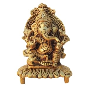 Brass Showpiece Chowki Ganesh God Idol Statue decorative