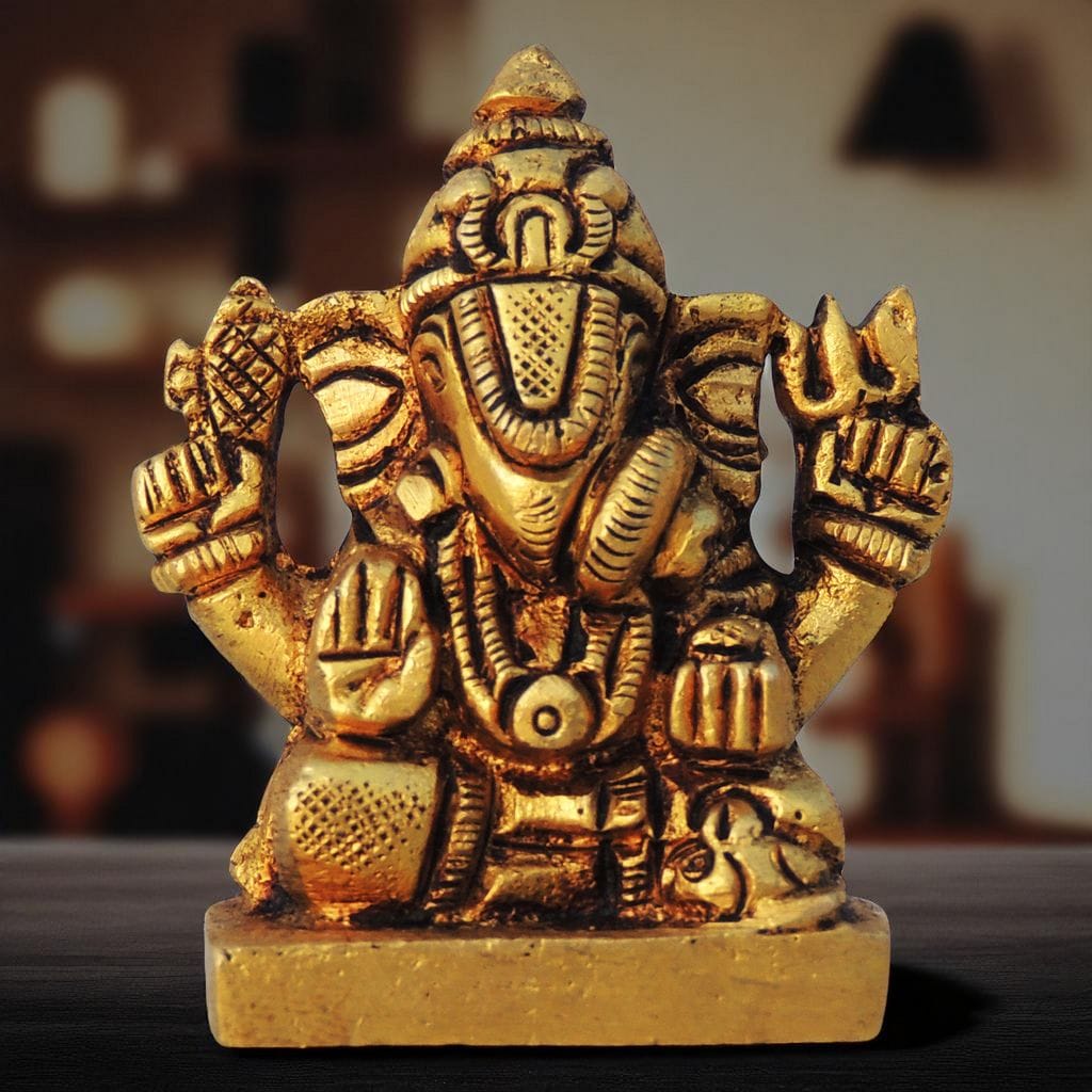 Brass Showpiece Dagdu Ganesh Ji God Idol Statue