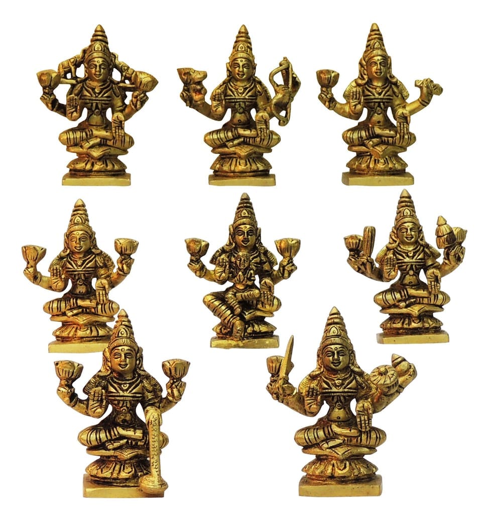 Brass Showpiece Aashta Laxmi Set Idol Statue- 2*1.5*3.5 Inches (BS1612 D)