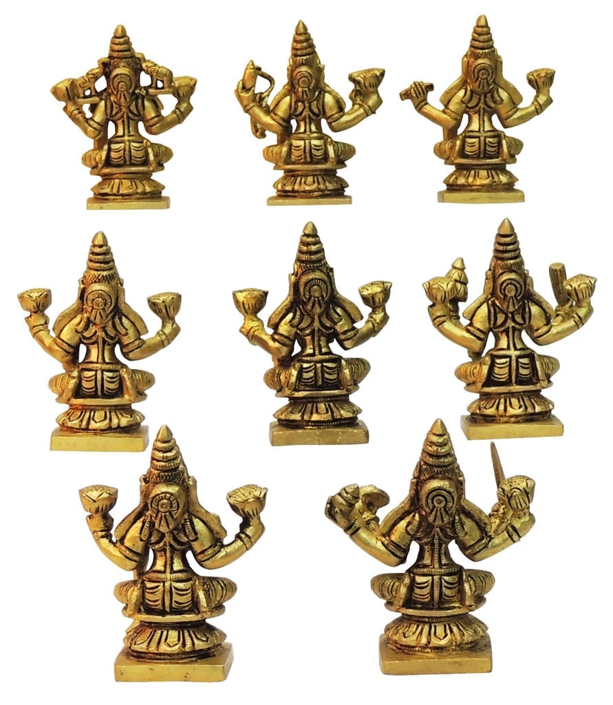 Brass Showpiece Aashta Laxmi Set Idol Statue- 2*1.5*3.5 Inches (BS1612 D) - Image 2