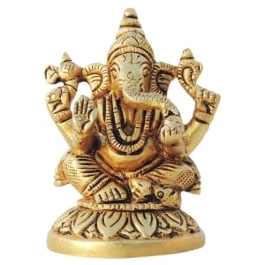 Brass Showpiece Ganesh Ji God Idol Statue - 2*1.7*3 Inch (BS1617 G)