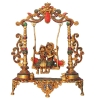 Brass Showpiece Radha Krishna Jhula Stone God Idol Statue - 14.5*4*18.5 Inch (BS1629 D)